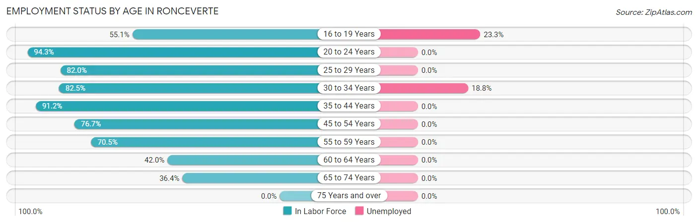 Employment Status by Age in Ronceverte