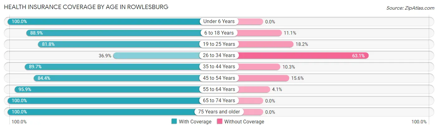 Health Insurance Coverage by Age in Rowlesburg