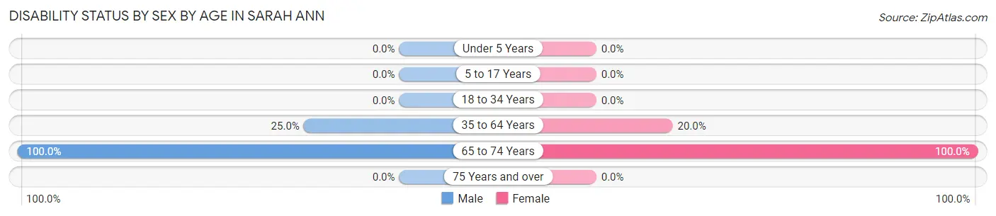 Disability Status by Sex by Age in Sarah Ann