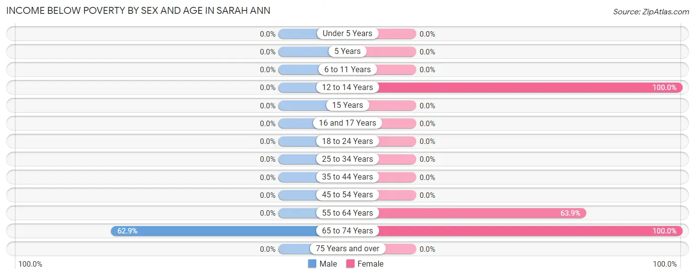 Income Below Poverty by Sex and Age in Sarah Ann