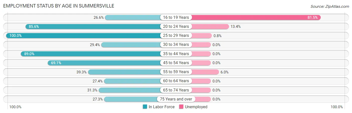 Employment Status by Age in Summersville