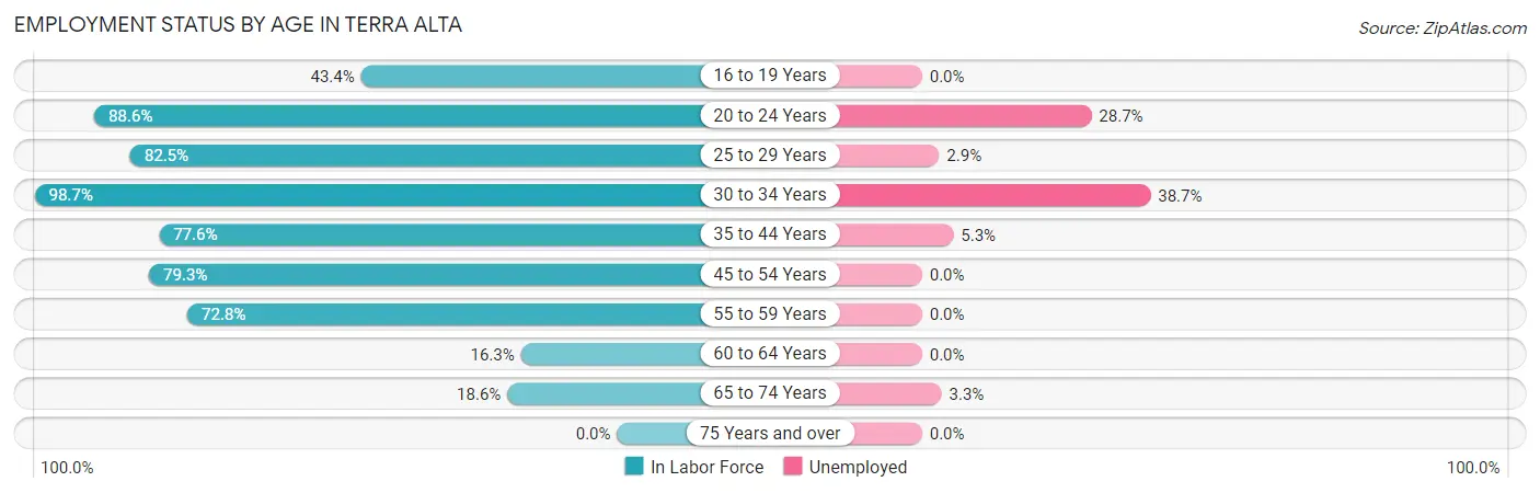 Employment Status by Age in Terra Alta