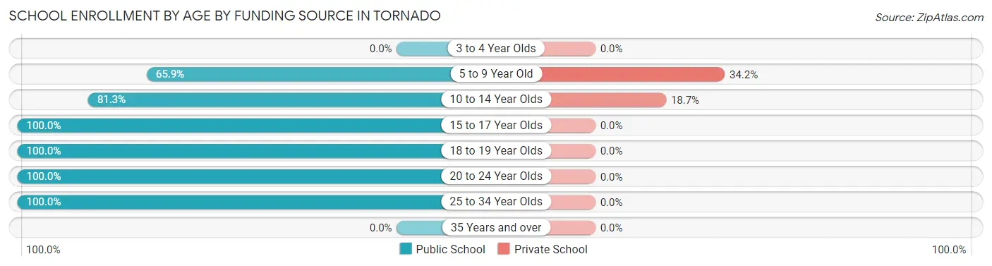 School Enrollment by Age by Funding Source in Tornado