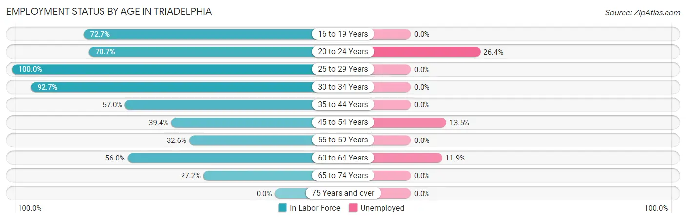 Employment Status by Age in Triadelphia