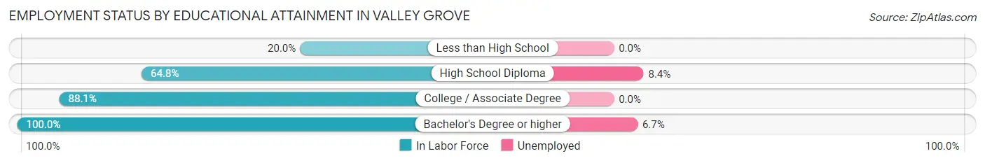 Employment Status by Educational Attainment in Valley Grove
