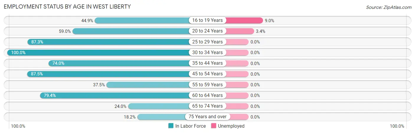 Employment Status by Age in West Liberty