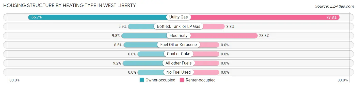 Housing Structure by Heating Type in West Liberty