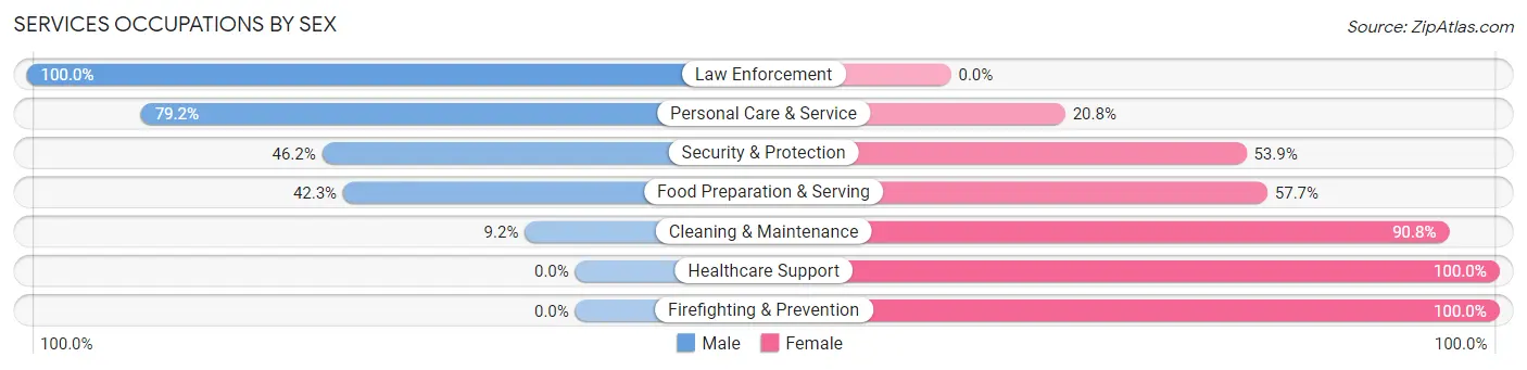 Services Occupations by Sex in White Sulphur Springs