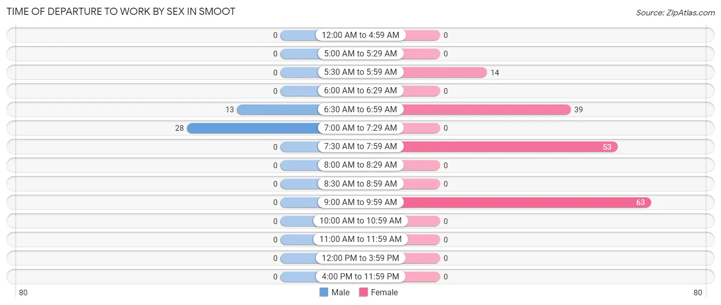 Time of Departure to Work by Sex in Smoot