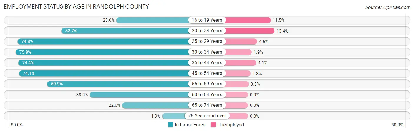 Employment Status by Age in Randolph County