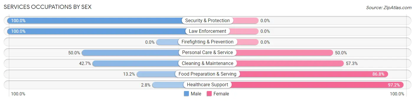 Services Occupations by Sex in Bradley County