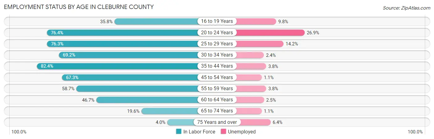 Employment Status by Age in Cleburne County