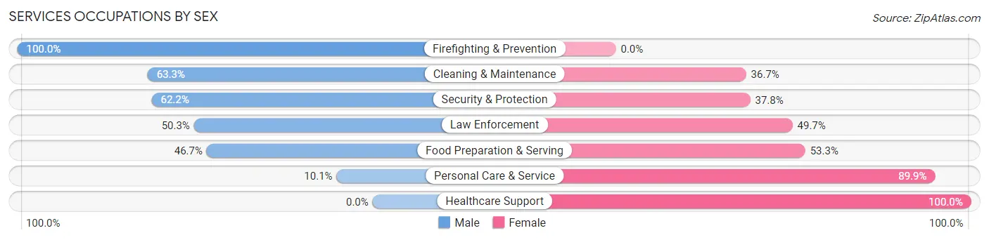 Services Occupations by Sex in Cleburne County
