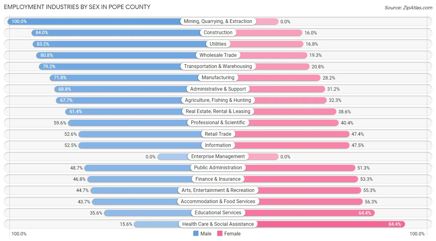 Employment Industries by Sex in Pope County