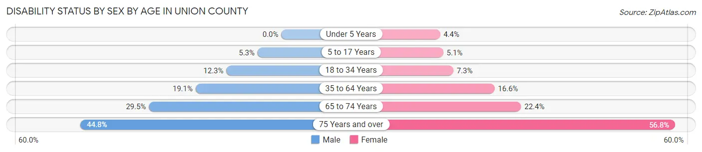 Disability Status by Sex by Age in Union County