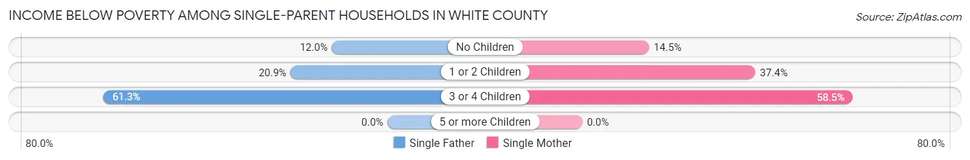 Income Below Poverty Among Single-Parent Households in White County