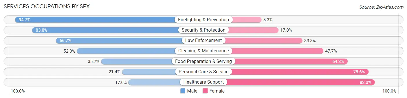 Services Occupations by Sex in White County