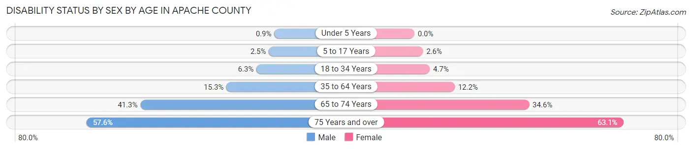 Disability Status by Sex by Age in Apache County