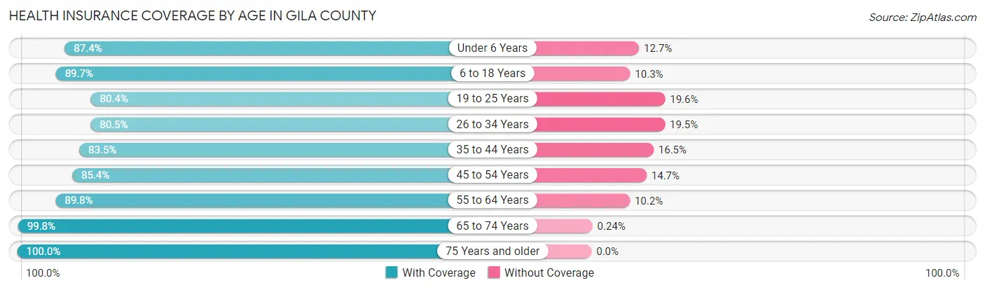 Health Insurance Coverage by Age in Gila County