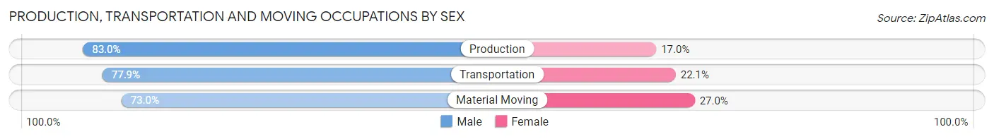 Production, Transportation and Moving Occupations by Sex in Gila County