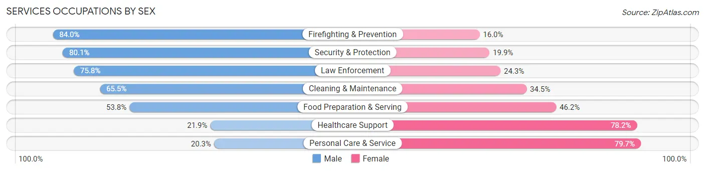 Services Occupations by Sex in Navajo County