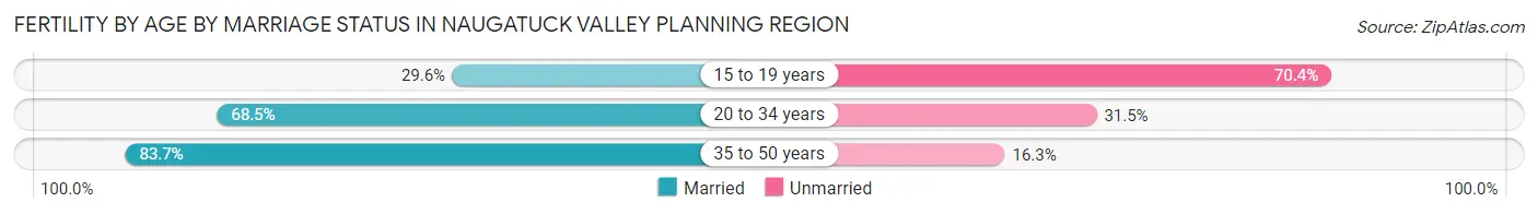 Female Fertility by Age by Marriage Status in Naugatuck Valley Planning Region