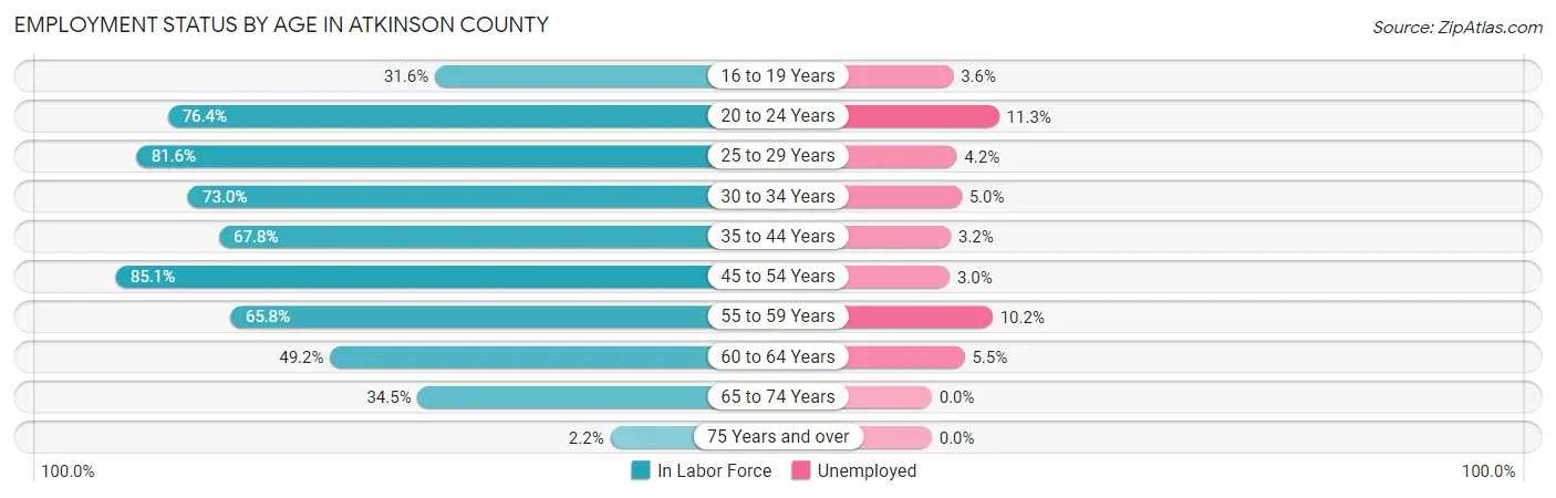 Employment Status by Age in Atkinson County
