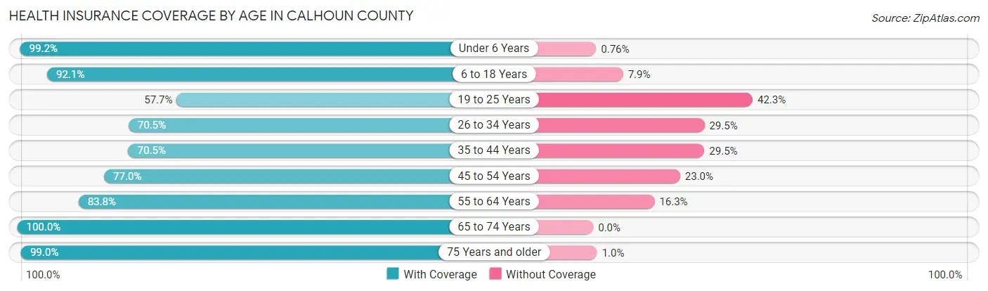 Health Insurance Coverage by Age in Calhoun County