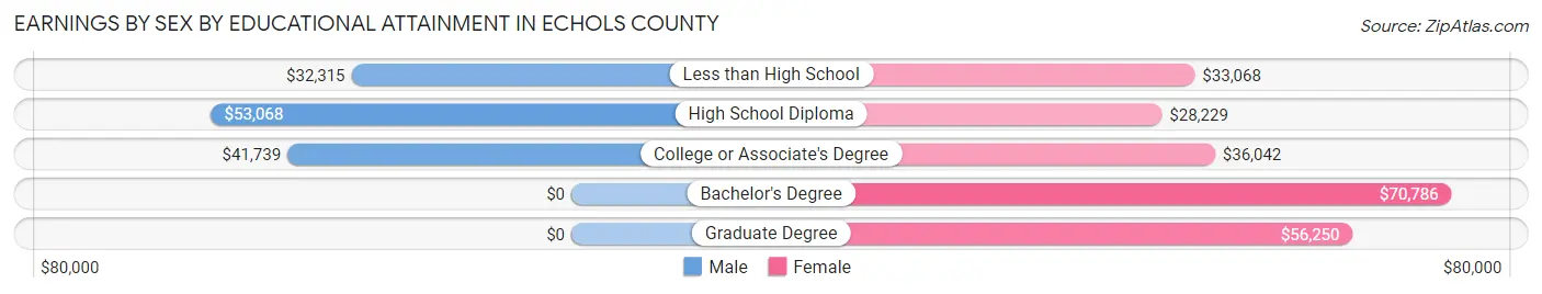 Earnings by Sex by Educational Attainment in Echols County
