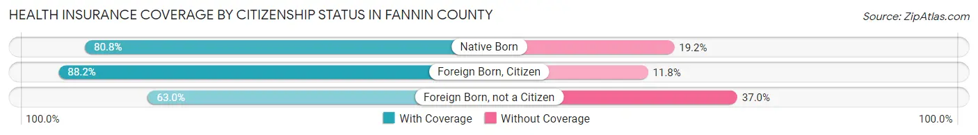 Health Insurance Coverage by Citizenship Status in Fannin County