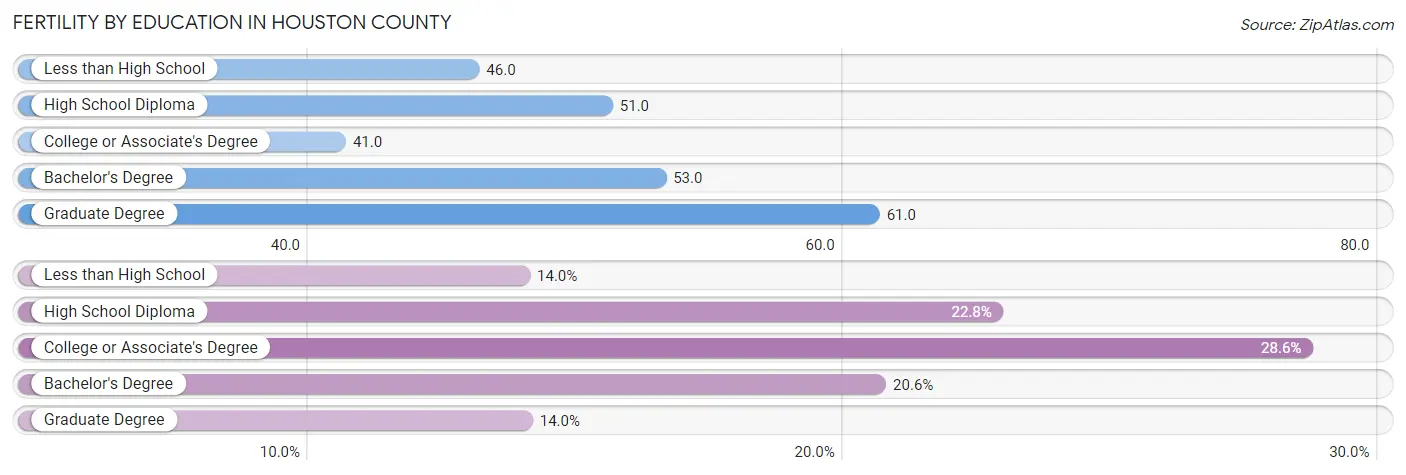 Female Fertility by Education Attainment in Houston County