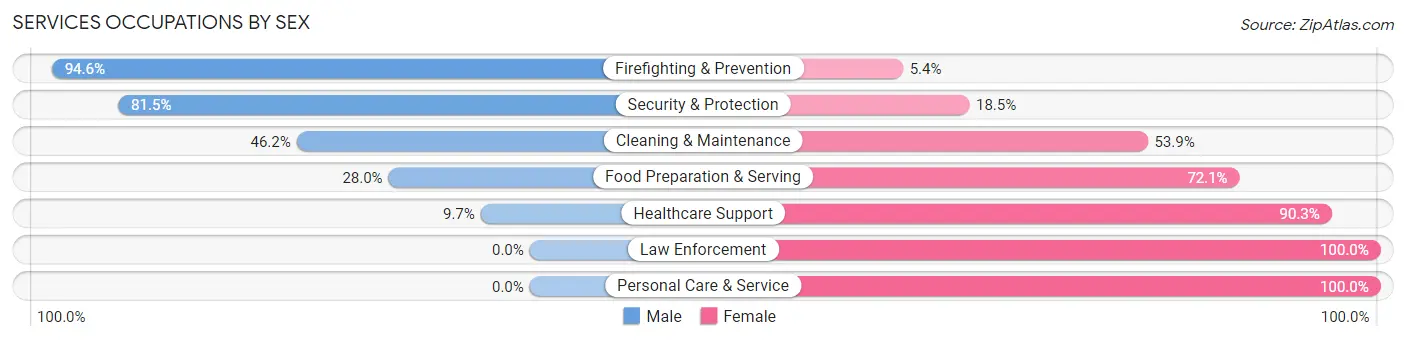 Services Occupations by Sex in Jasper County