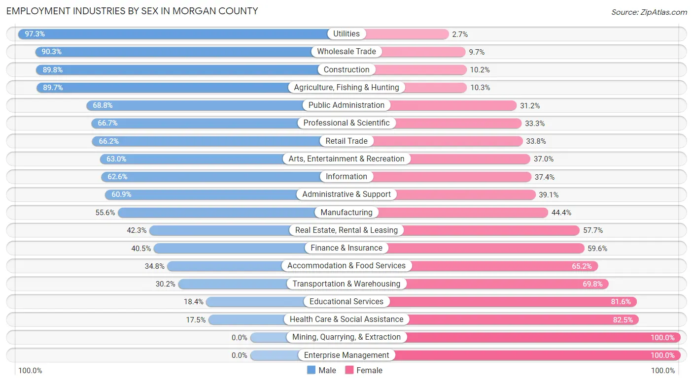 Employment Industries by Sex in Morgan County
