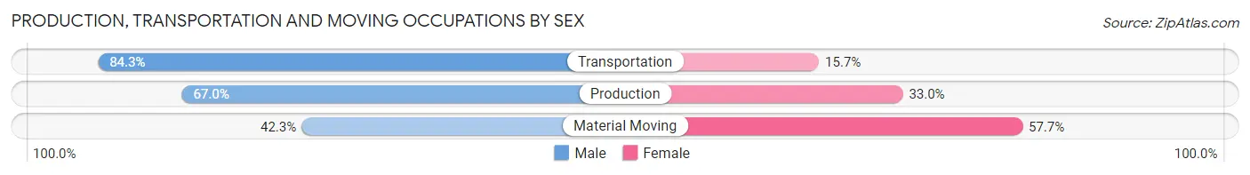 Production, Transportation and Moving Occupations by Sex in Morgan County