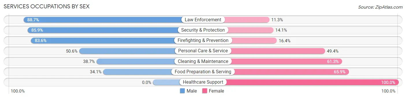 Services Occupations by Sex in Morgan County