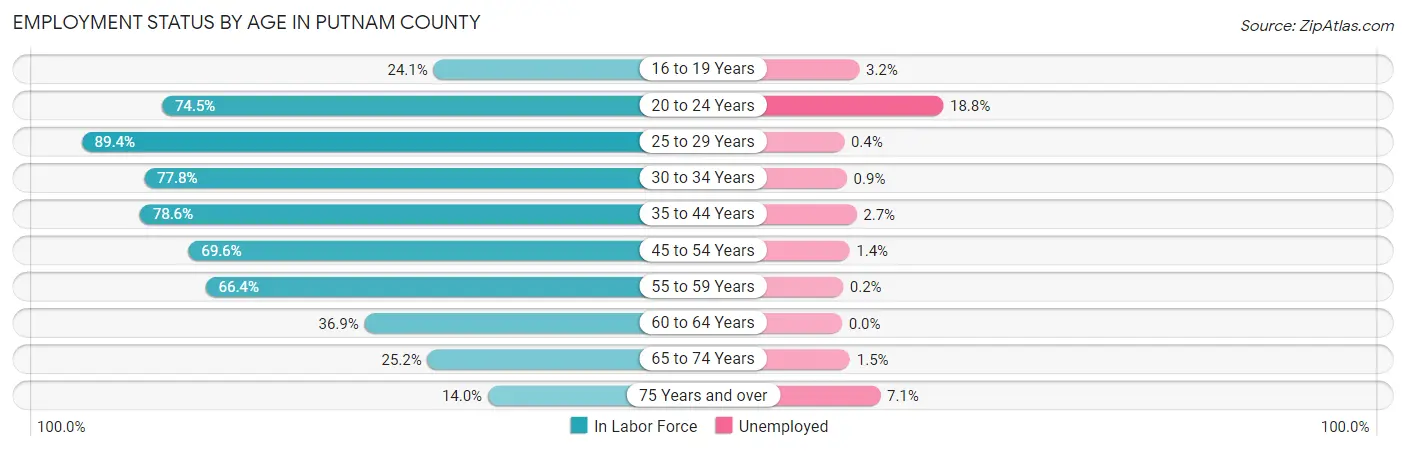 Employment Status by Age in Putnam County