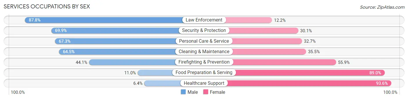 Services Occupations by Sex in Seminole County