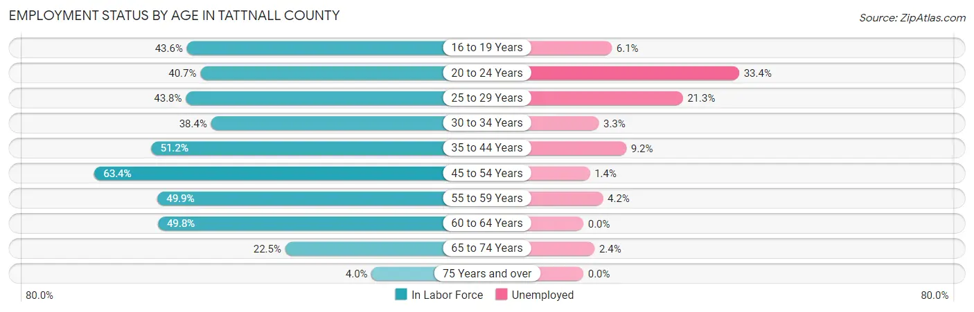 Employment Status by Age in Tattnall County