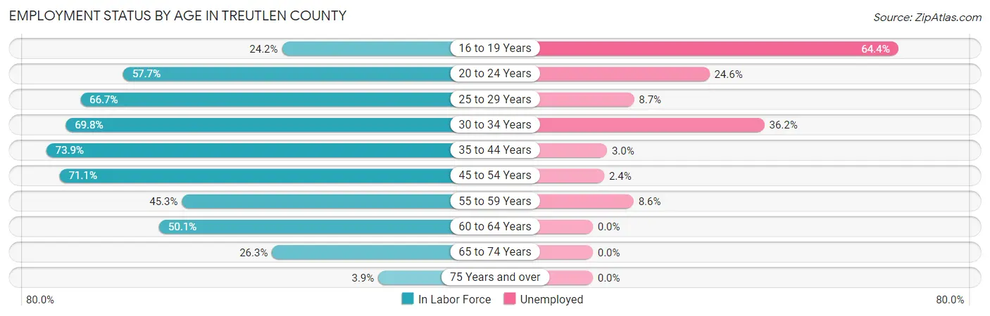 Employment Status by Age in Treutlen County