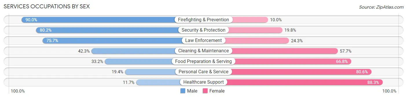 Services Occupations by Sex in Buchanan County