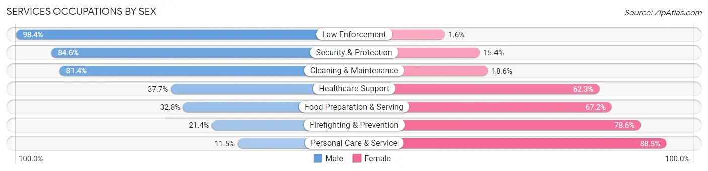 Services Occupations by Sex in Calhoun County