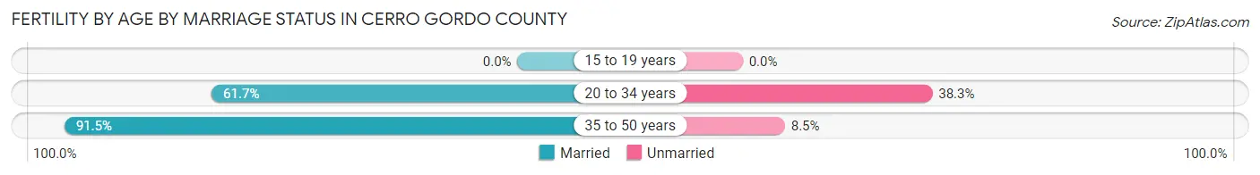 Female Fertility by Age by Marriage Status in Cerro Gordo County