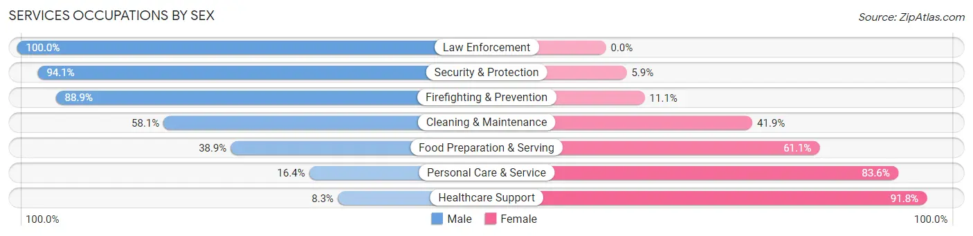 Services Occupations by Sex in Cerro Gordo County