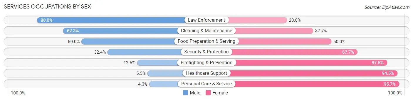 Services Occupations by Sex in Emmet County