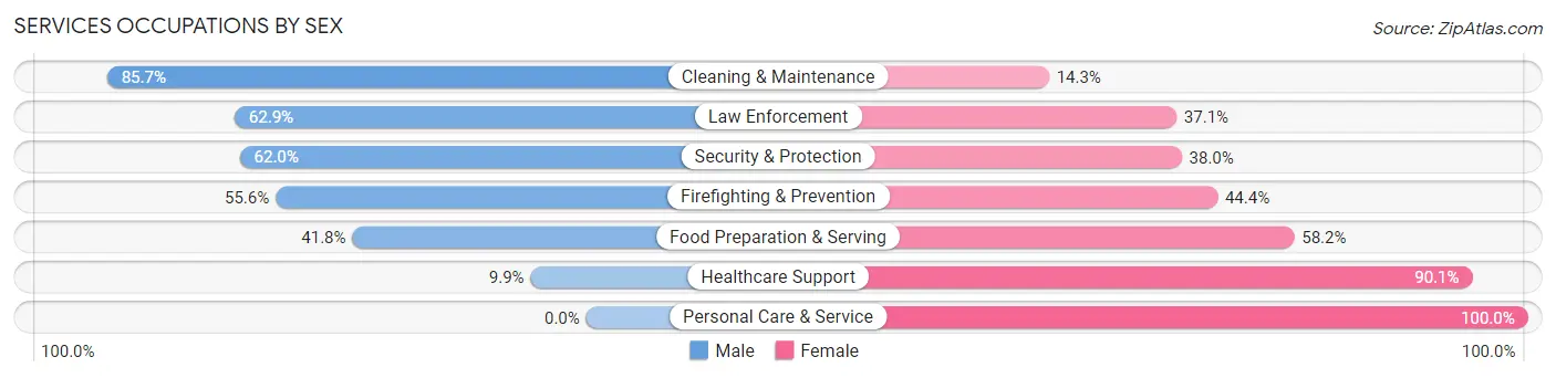 Services Occupations by Sex in Fremont County