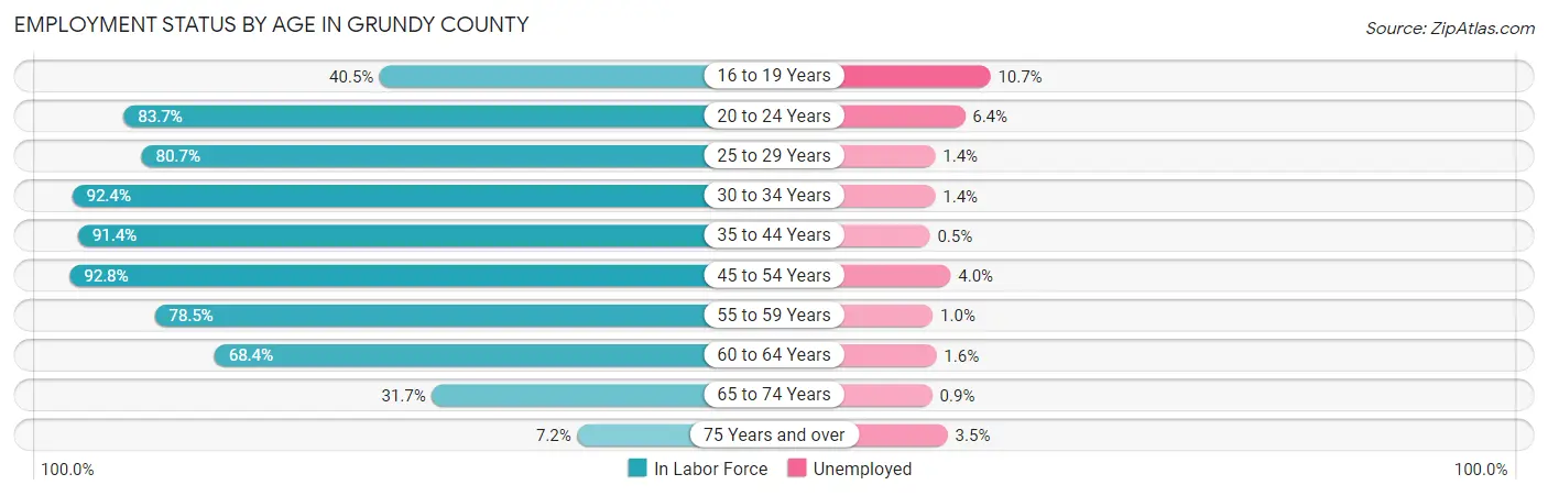 Employment Status by Age in Grundy County