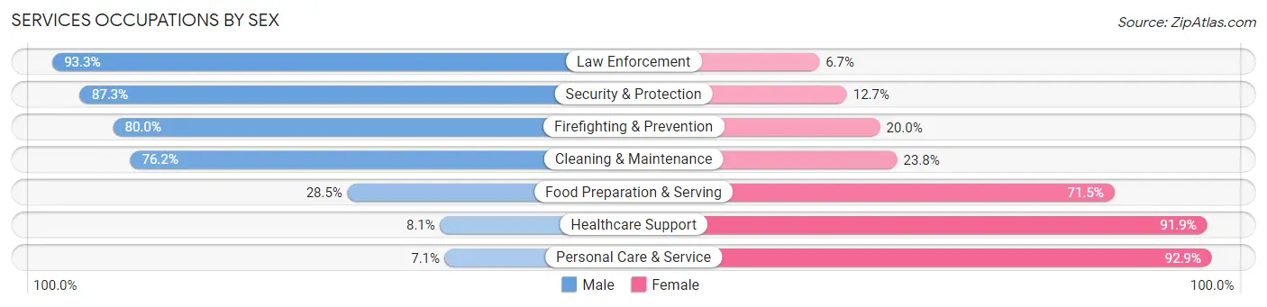 Services Occupations by Sex in Grundy County