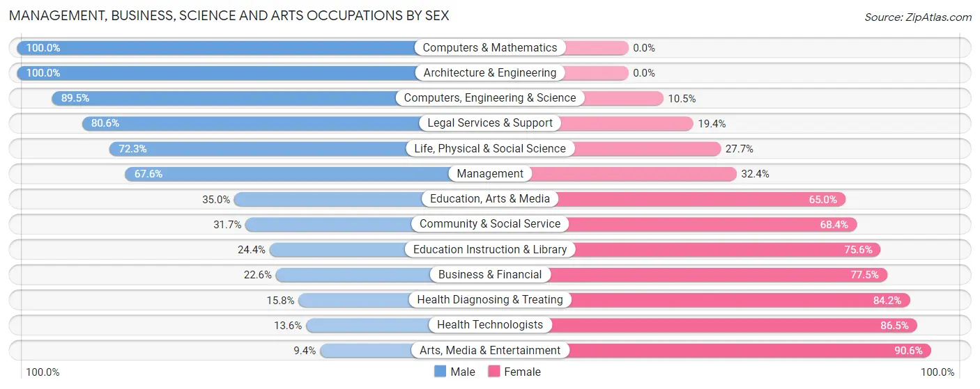 Management, Business, Science and Arts Occupations by Sex in Hancock County