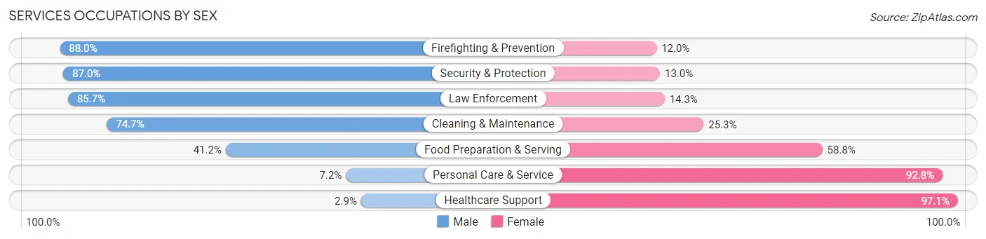 Services Occupations by Sex in Jasper County