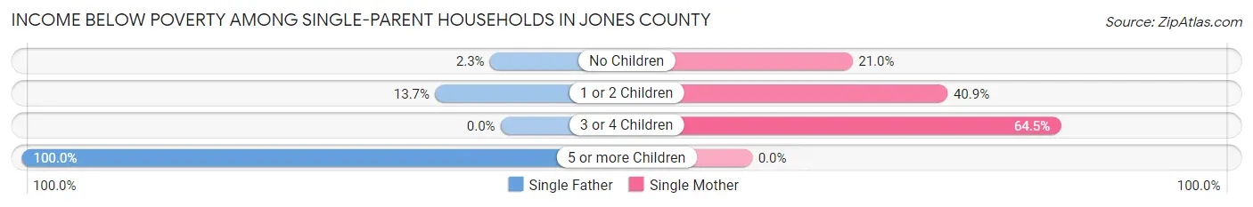 Income Below Poverty Among Single-Parent Households in Jones County